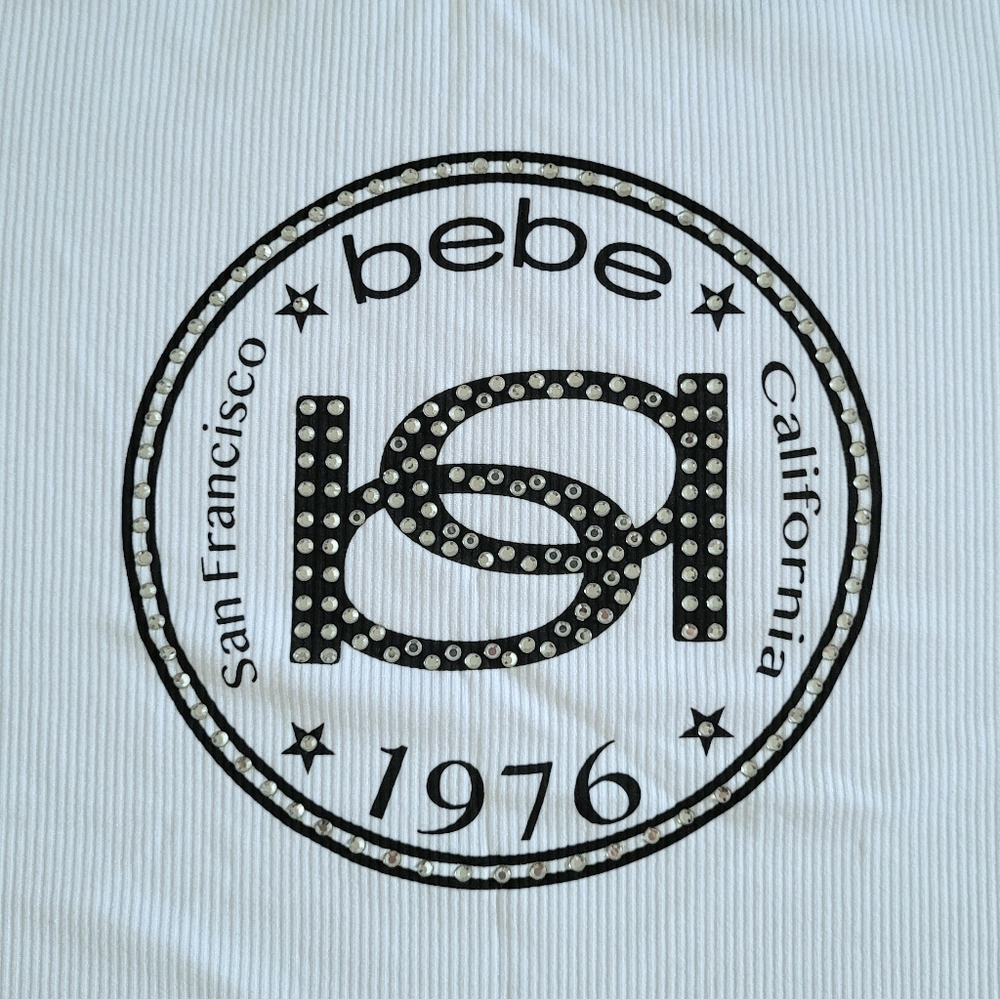 bebe White Ribbed Top - NWT - Picture 3 of 14